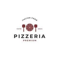 Shovel with pizza for italian food logo design template illustration vector