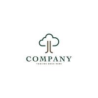 Tree logo with cloud combination line art logo minimalist design vector