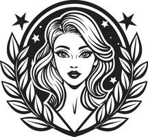 belleza y maquillaje logo ilustración negro y blanco vector