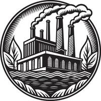 ilustración de un fábrica y industria logo diseño negro y blanco vector