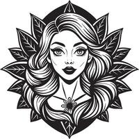 belleza y maquillaje logo ilustración negro y blanco vector