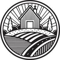 Farming and agriculture logo design black and white illustration vector