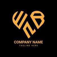 Creative WNB Love Letter Logo Design vector