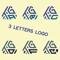 Creative 3 letter logo design,TGA,TGB,TGC,TGD,TGF,TGH, vector