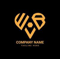creativo wvb amor letra logo diseño vector