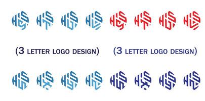 Creative 3 letter logo design,HSS,HST,HSU,HSV,HSW,HSX,HSY,HSZ, vector