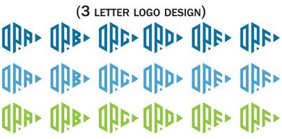 Creative 3 letter logo design,DPA,DPB,DPC,DPD,DPE,DPF, vector