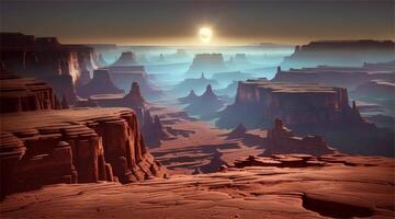 Wüste Landschaft mit rot Felsen und atemberaubend Sonnenuntergang Ansichten. video