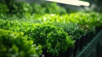 Hydroponic Lettuce Growing, Fresh Organic Greens for Sustainable Agriculture photo