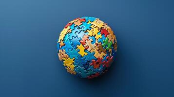 Colorful Puzzle Globe. Symbol of Global Unity, Diversity, and Connection photo