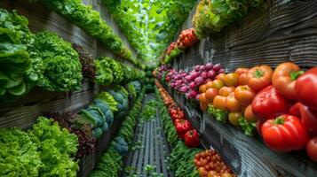 Vertical Farming Innovation. Sustainable Indoor Agriculture with Hydroponic Vegetables photo