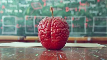 manzana cerebro educación símbolo para aprendiendo, conocimiento, y estudiando éxito en colegio foto
