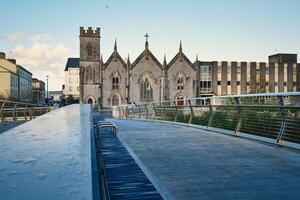 Galway city, buildings and architecture, Salmon Weir bridge, cityscape background, Irish landmarks, Ireland photo