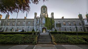 The University of Galway, quadrangle in Ireland, architecture and landmarks background photo