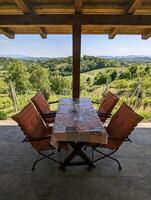 hermosa verde paisaje, viñedos y casas a klenice, Croacia, hrvatsko zagorje, agrícola campo foto