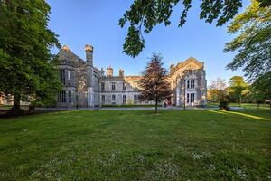 The University of Galway, quadrangle in Ireland, architecture and landmarks background photo