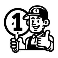 Black and white Silhouette of a plumber holding thumbs up and smiling Face vector