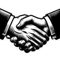 Black and white Silhouette of a business handshake vector