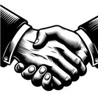 Black and white Silhouette of a business handshake vector