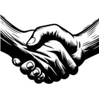 Black and white Silhouette of a business handshake vector