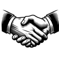 Black and white Silhouette of a business handshake vector