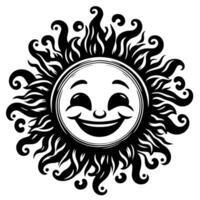 negro y blanco silueta de un Dom símbolo con un sonriente contento cara vector