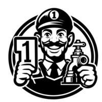 Black and white Silhouette of a plumber holding thumbs up and smiling Face vector