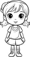 Cute little girl cartoon isolated on white background. vector