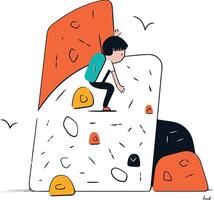 Climbing. Man climbing a rock wall. vector