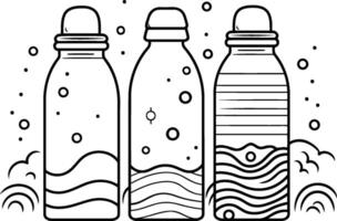 Coloring book for children Bottle of water. vector