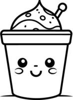 delicious ice cream in cup kawaii character illustration design vector