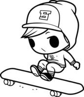 Boy riding skateboard isolated on a white background. vector