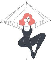 Girl sitting in a hammock on a white background vector