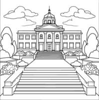 Black and white illustration of the building of the State Capitol in Washington DC. vector