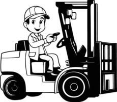 Forklift driver with forklift truck of a forklift driver vector