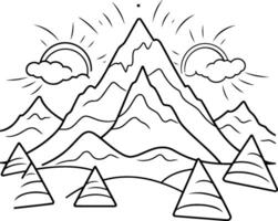 Mountains icon. Outline illustration of mountains icon for web vector