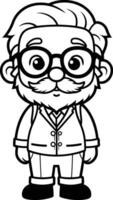 Black and White Cartoon Illustration of Grandfather with Glasses Coloring Book vector