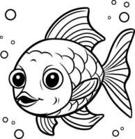 Coloring book for children goldfish. Coloring page. vector