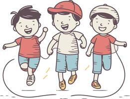 niños correr. bosquejo para tu diseño en garabatear estilo vector