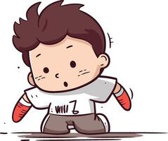 Boy Wearing Boxing Suit - Cartoon Illustration vector