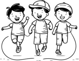 Children running. sketch for your design in doodle style vector