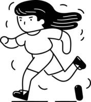 corriendo mujer en plano dibujos animados estilo. deporte y sano estilo de vida concepto. vector