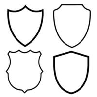 outline shield emblem logo set vector