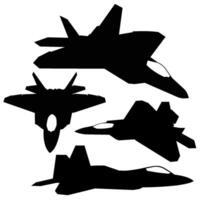 combat jetfighter silhouette set vector