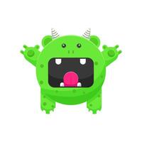 Fuzzy Green Monster with Horns and bigmouth vector