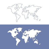 Outline map of the world in two background colors. vector