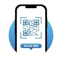 QR code. Scanning qr-code, barcode using a smartphone. Contactless payment. illustration vector