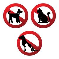animal prohibition signs. Cats and dogs are prohibited. vector