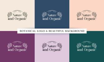 Botanical Floral Element Logo with Hand-drawn floral frames vector