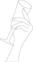 outline hand with glass vector